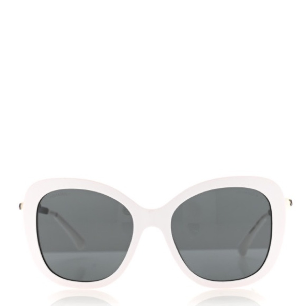 CHANEL Cat-Eye Sunglasses Acetate Butterfly Winter Pearl Sunglasses 5339-H White - Picture 7 of 11